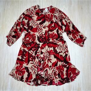 Johanna Ortiz X H&M Flounced Leaf Print Tropical Blogger Fave Mini Dress XXL